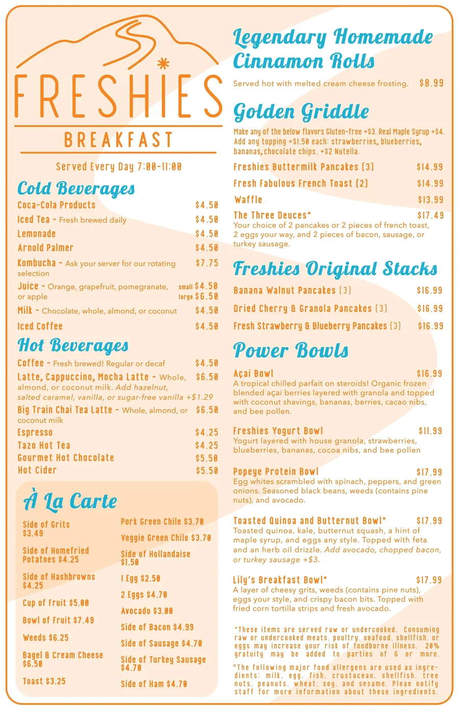 Breakfast menu (page 1)