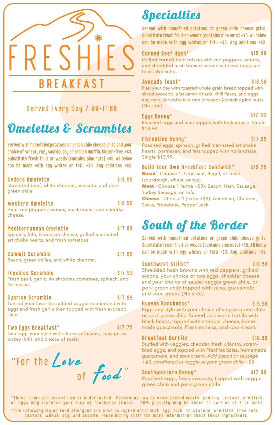 Breakfast menu (page 2)