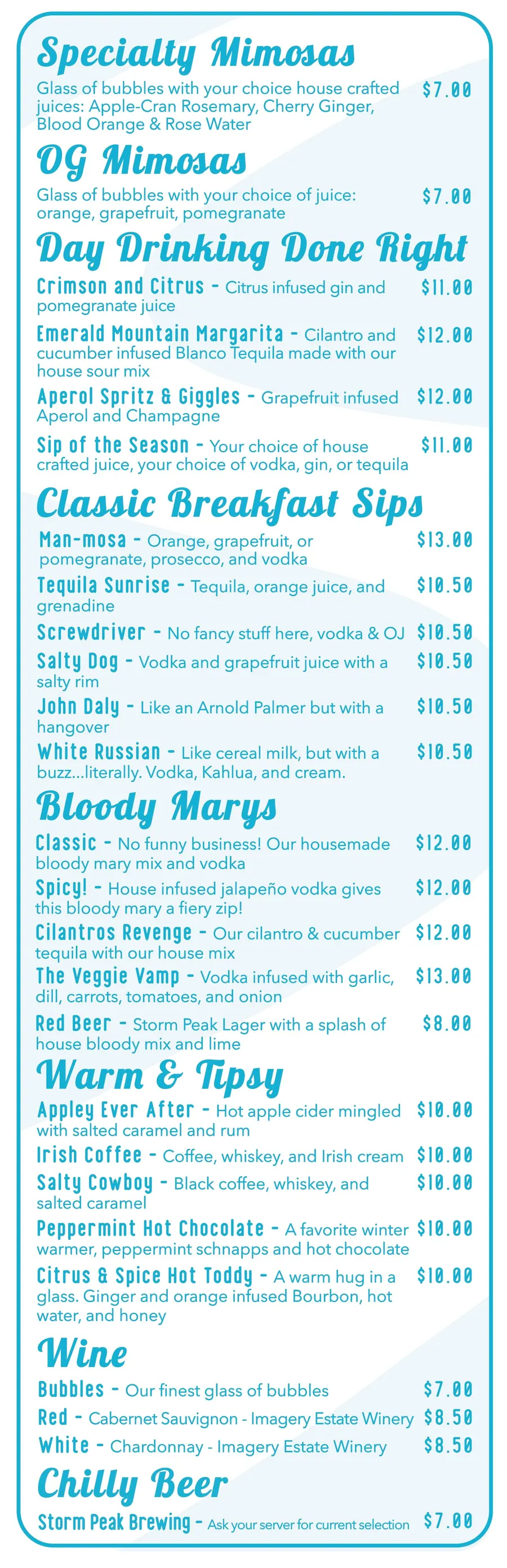 Drinks menu (page 1)