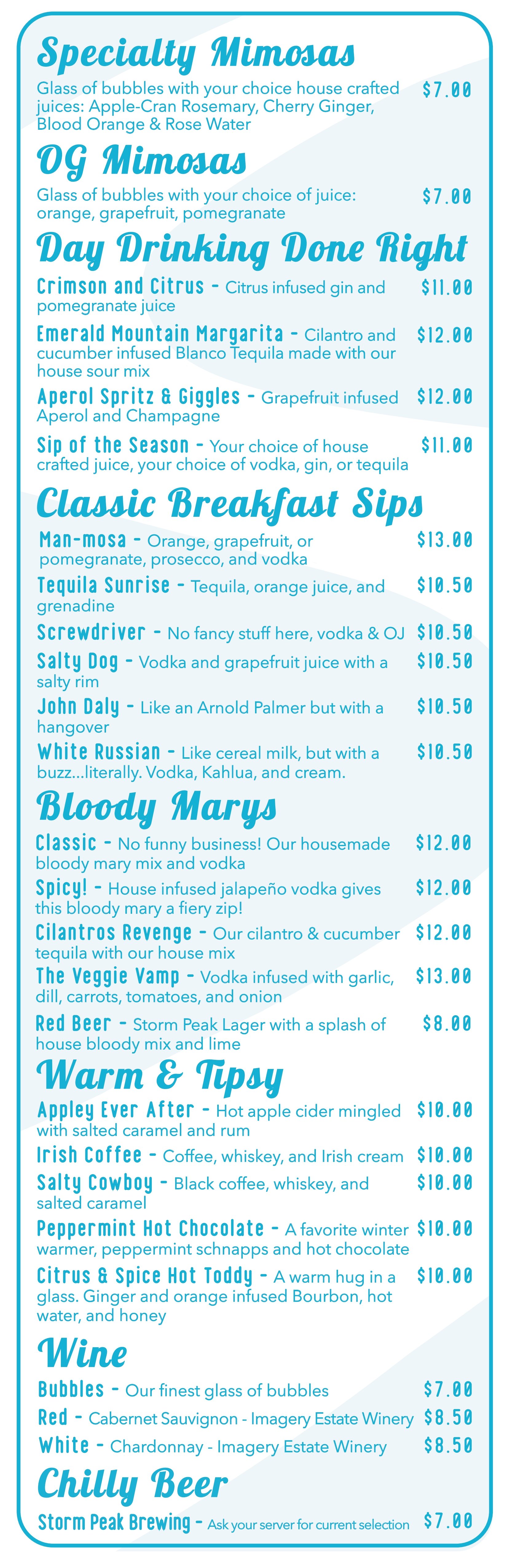 Drinks menu (page 1)