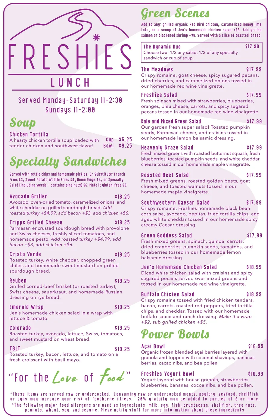 Lunch menu (page 1)